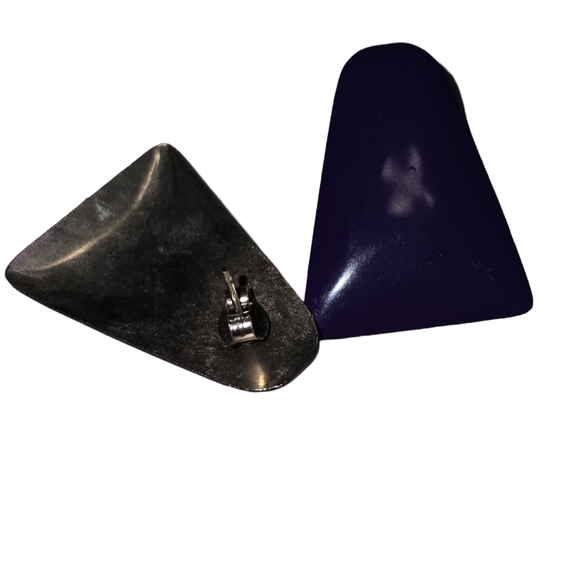 Vintage Purple Triangle Enamel Post Earrings - Picture 2 of 2
